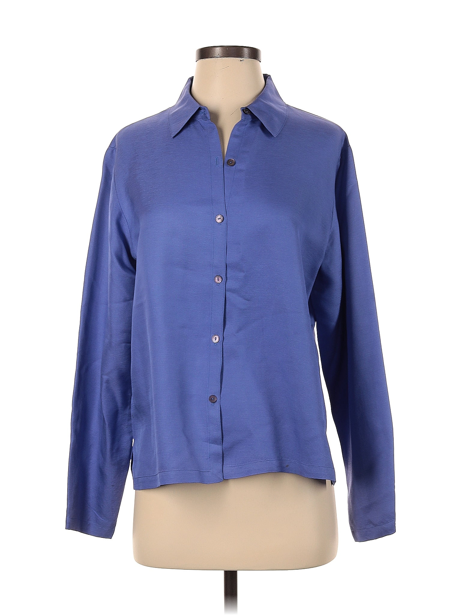 Eileen Fisher Blue Long Sleeve Silk Top Size S - 78% off | thredUP