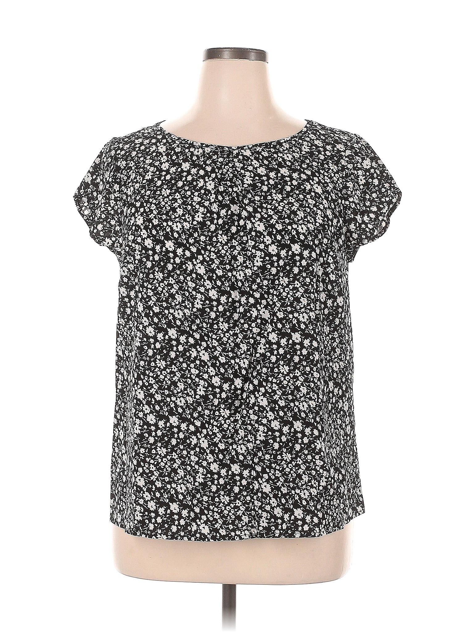 Modcloth 100 Polyester Black Short Sleeve Blouse Size Xl 62 Off