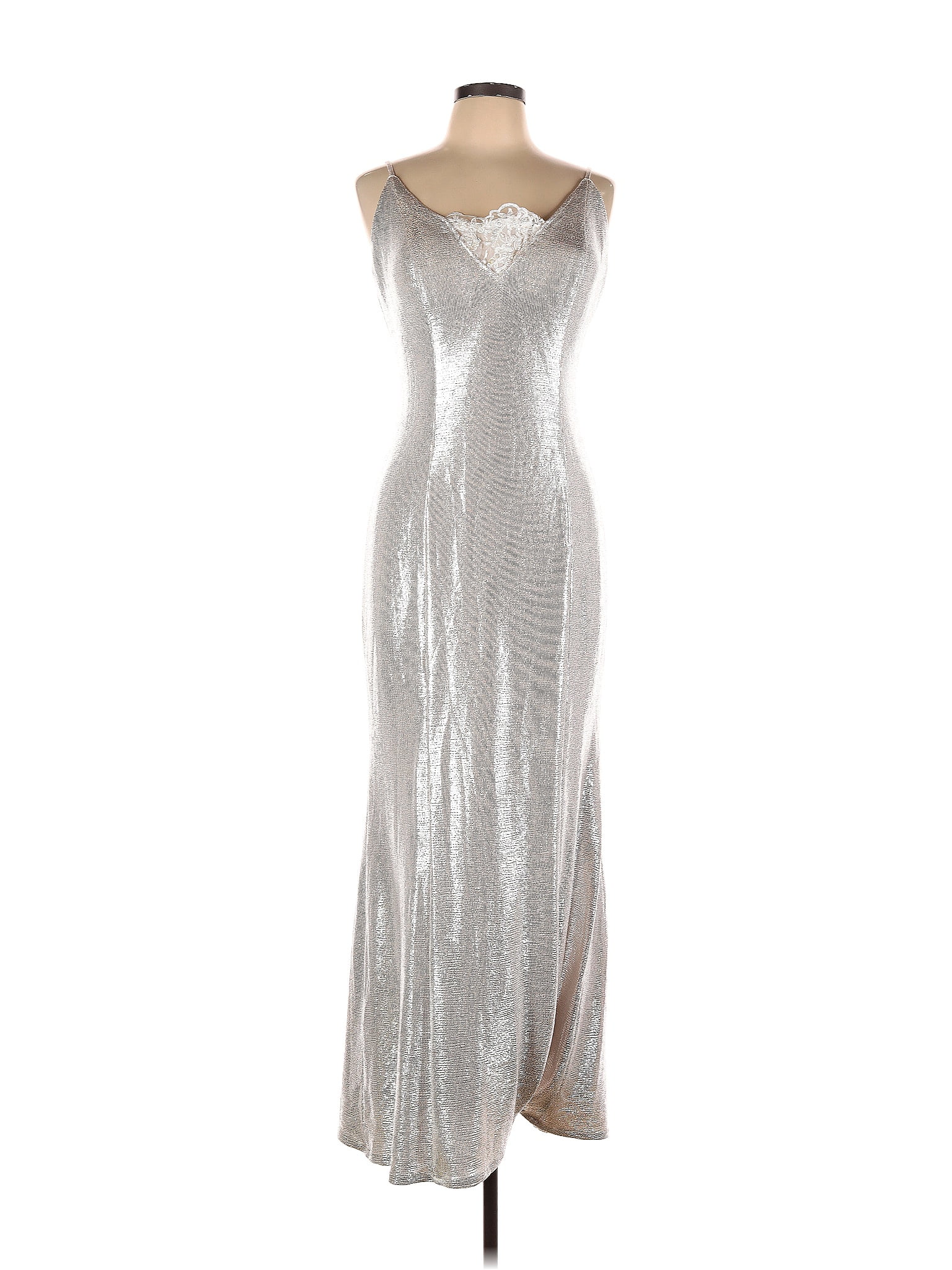 Aidan Mattox Solid Metallic Silver Cocktail Dress Size 12 - 80% off ...