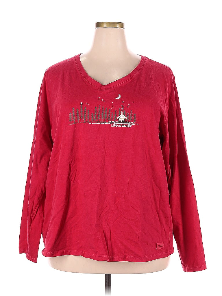 Life Is Good 100 Cotton Solid Red Long Sleeve TShirt Size XXL 46