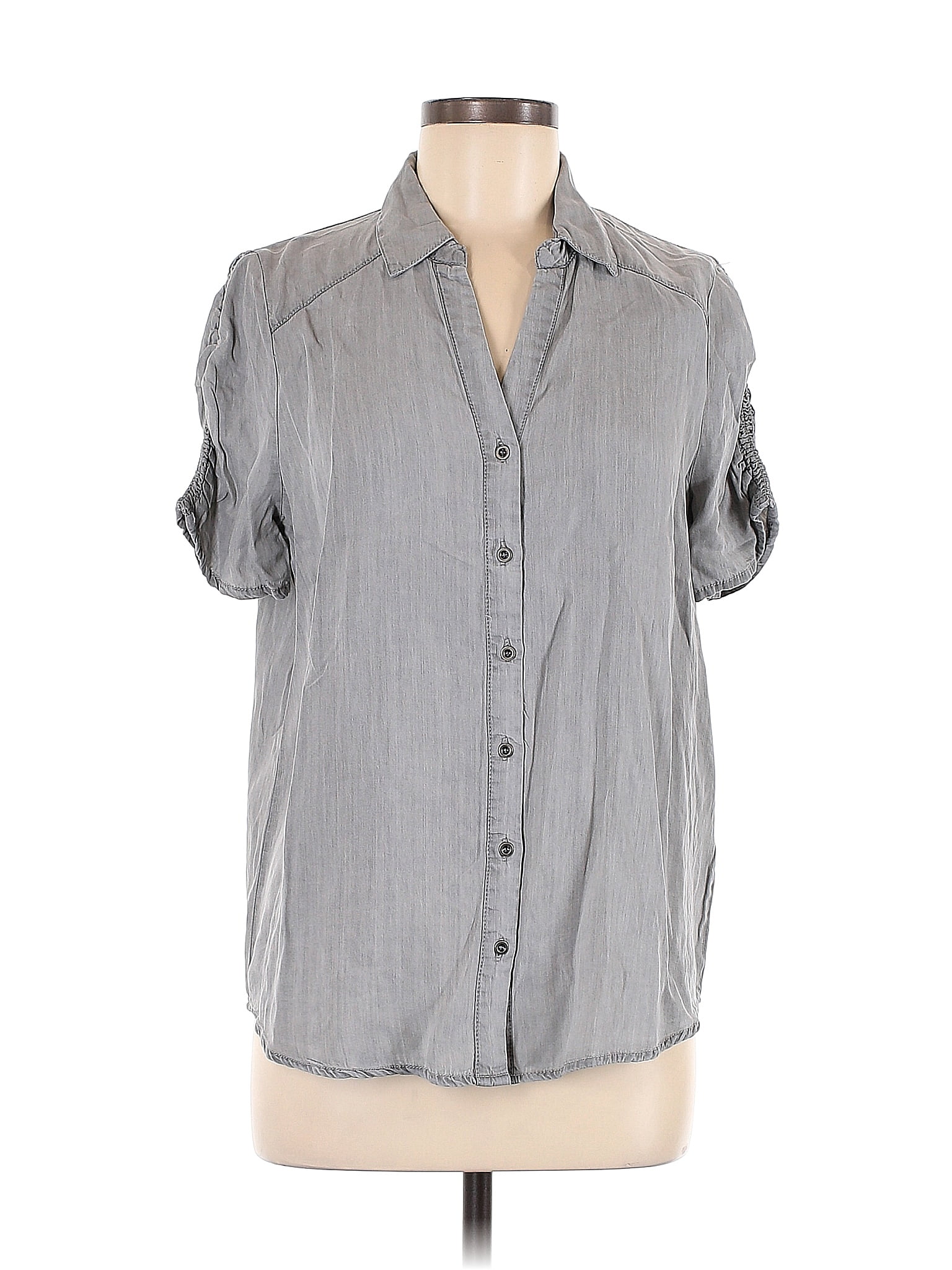 Jane and Delancey 100% Lyocell Checkered-gingham Gray Short Sleeve ...