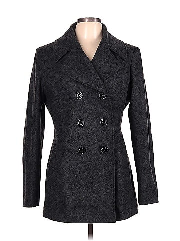 Black rivet wool outlet coat