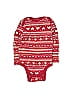 Old Navy 100% Cotton Jacquard Fair Isle Red Long Sleeve Onesie Size 12-18 mo - photo 1