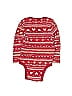 Old Navy 100% Cotton Jacquard Fair Isle Red Long Sleeve Onesie Size 12-18 mo - photo 2