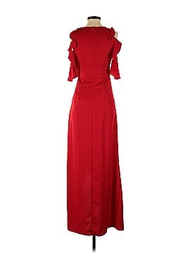 ML Monique Lhuillier Red Ruffle High Low Gown (view 2)