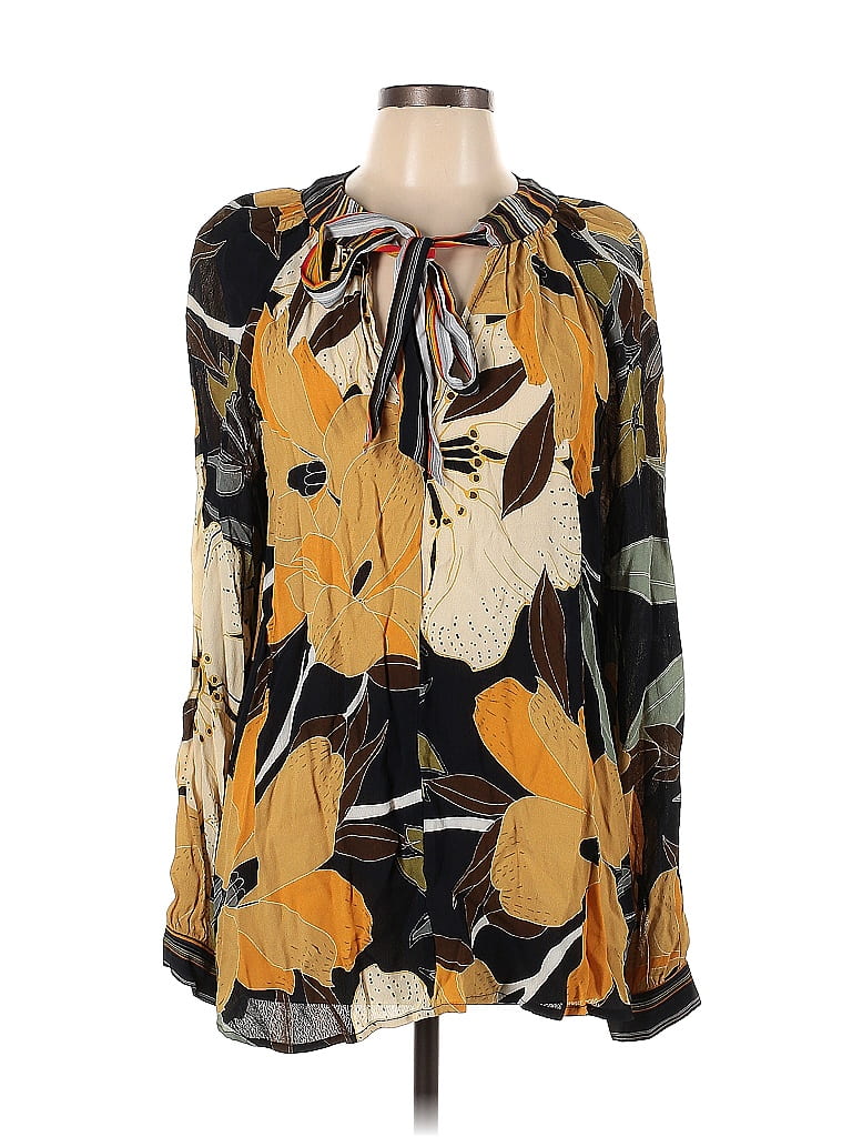 Blank London 100% Viscose Floral Multi Color Yellow Long Sleeve Blouse ...