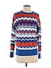 Lili Sidonio Molly Bracken Chevron-herringbone Fair Isle Aztec Or Tribal Print Chevron Blue Pullover Sweater Size S - photo 1