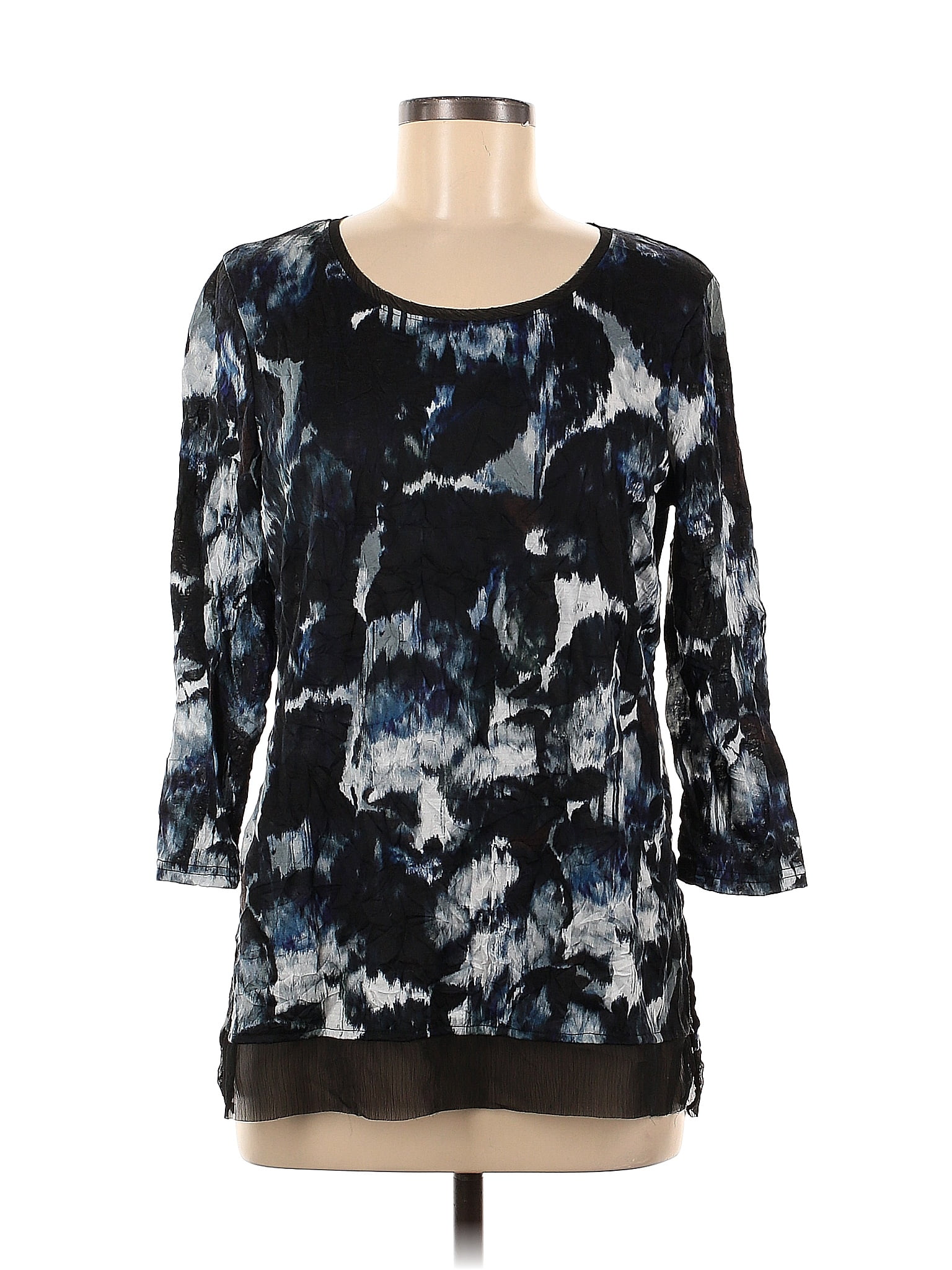 Simply Vera Vera Wang 100 Polyester Color Block Floral Black Blue 3 4