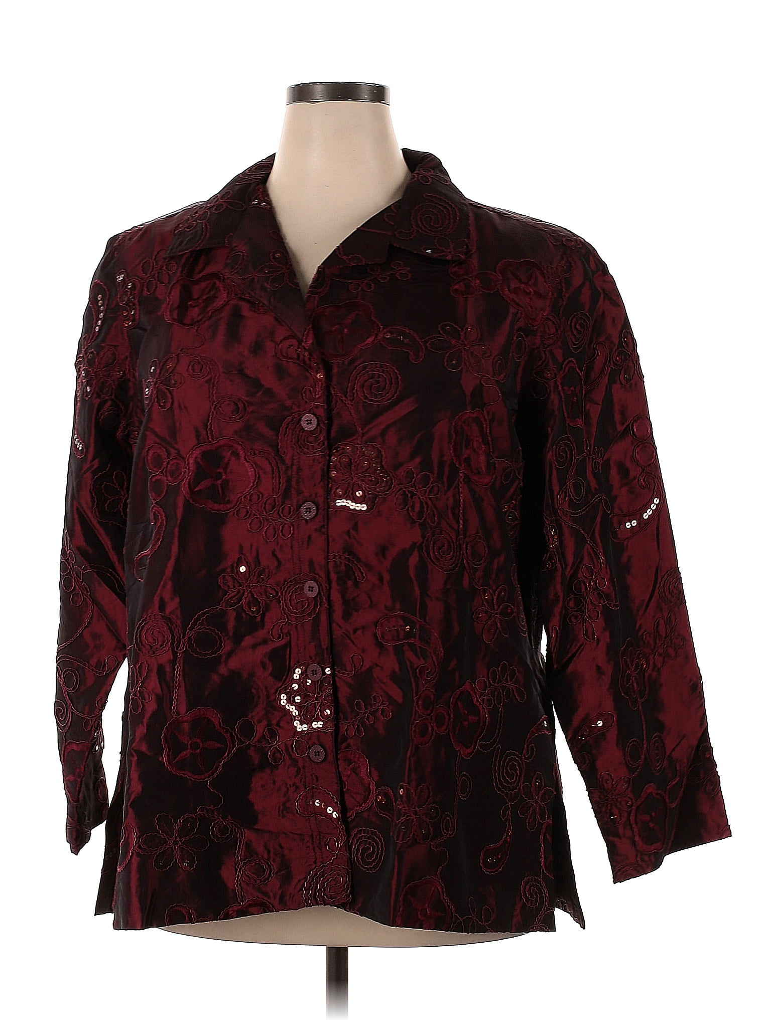 Susan Graver Paisley Burgundy Jacket Size 2x Plus 67 Off Thredup