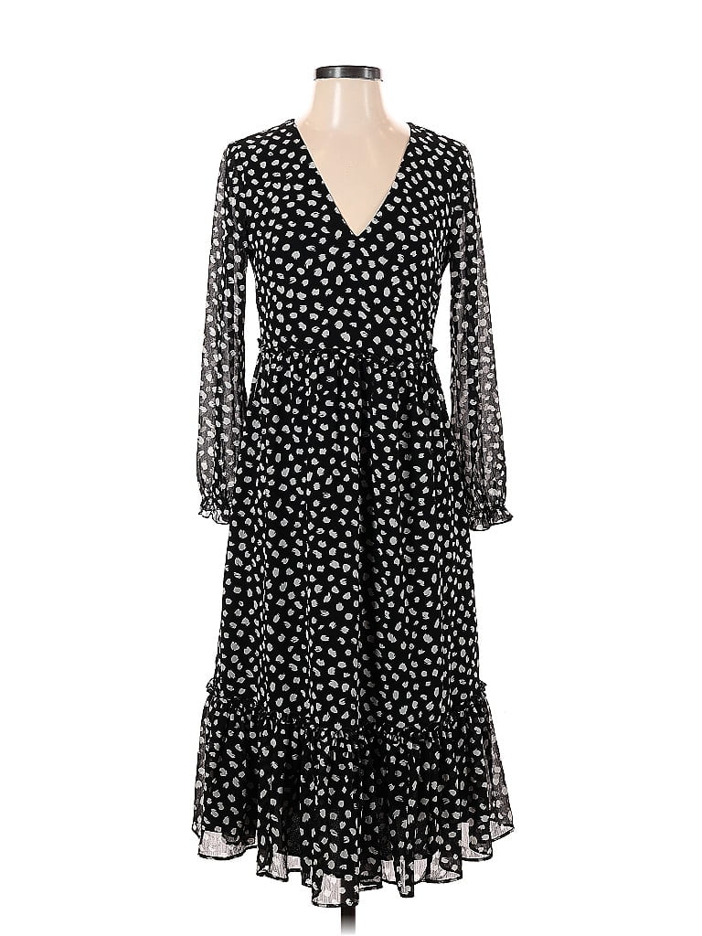 J.Crew Factory Store 100% Polyester Polka Dots Black Casual Dress Size XS (Petite) - photo 1