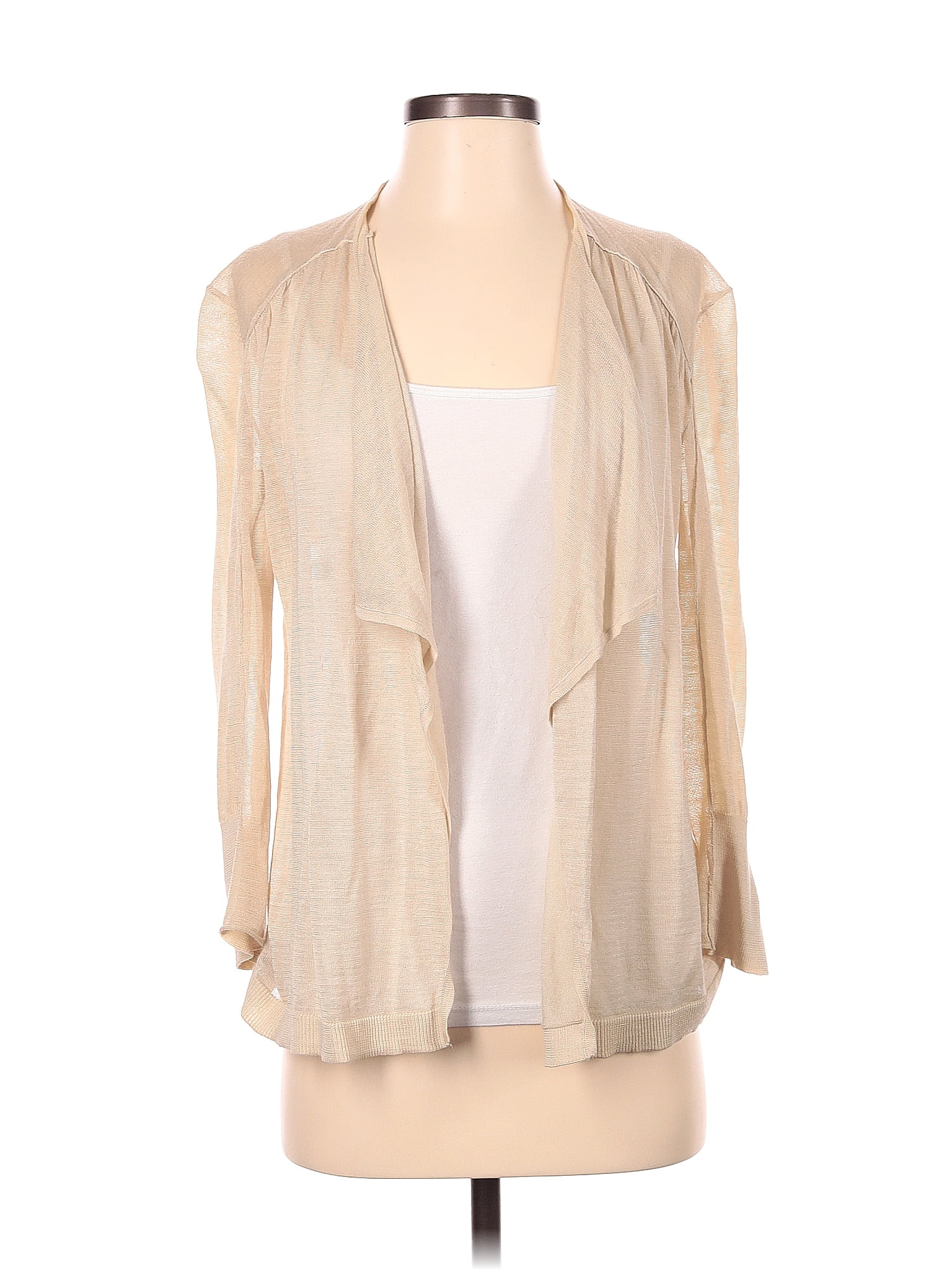 Veste Pull Tweed Ann Taylor Loft - Taille S, Couleur Beige Et Blanc - Occasion Très Bon État