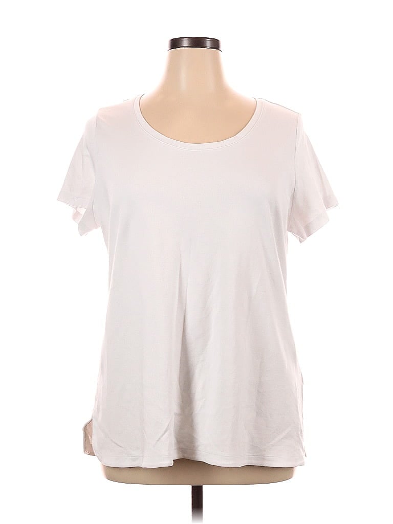 Isaac Mizrahi LIVE! 100% Cotton Solid White Short Sleeve T-Shirt Size ...