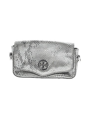 Silver tory burch online clutch