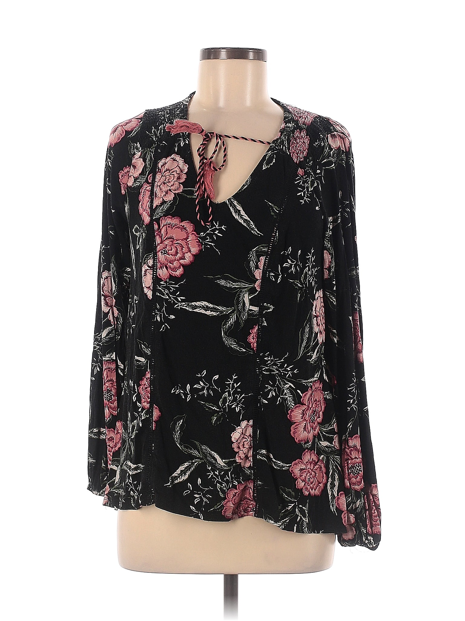 Knox Rose Floral Black Long Sleeve Blouse Size M 40 Off Thredup