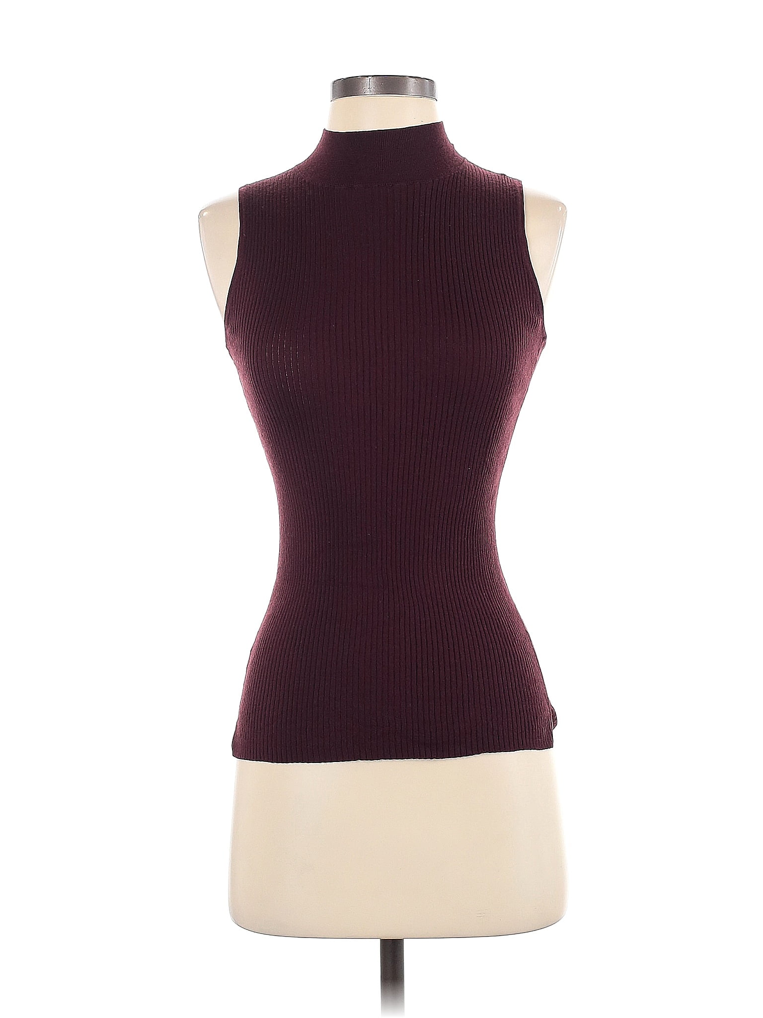 Ann Taylor 100% Merino Wool Solid Burgundy Sleeveless Turtleneck Size S ...