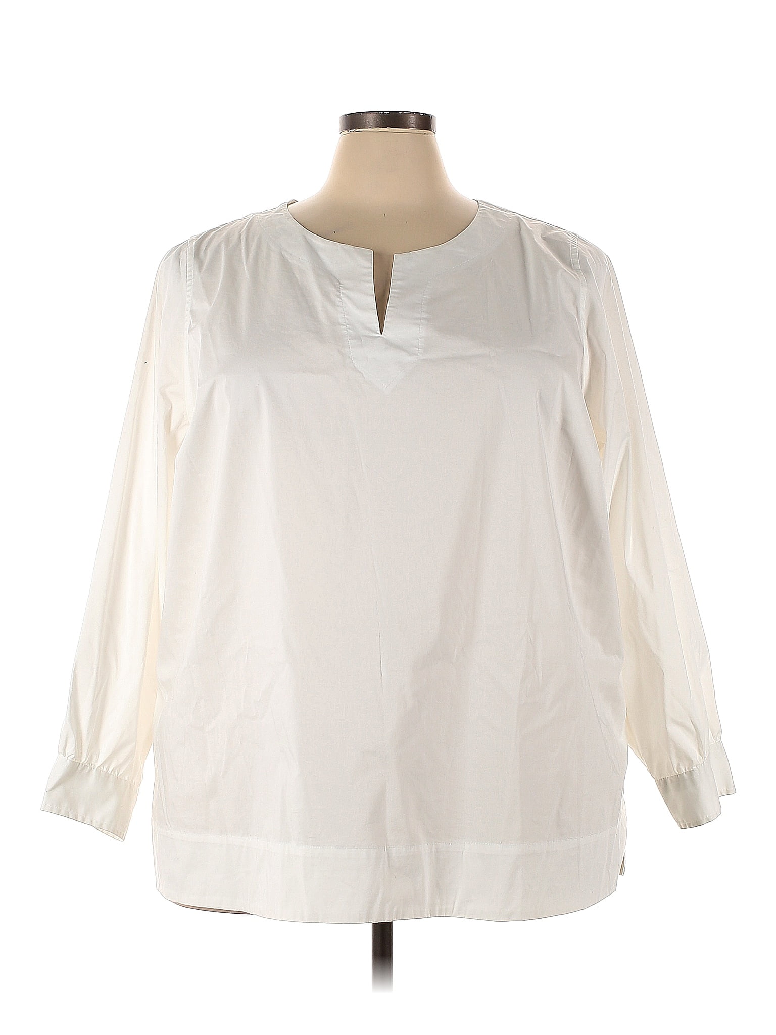 Lands End White Ivory Long Sleeve Blouse Size 3x Plus 68 Off