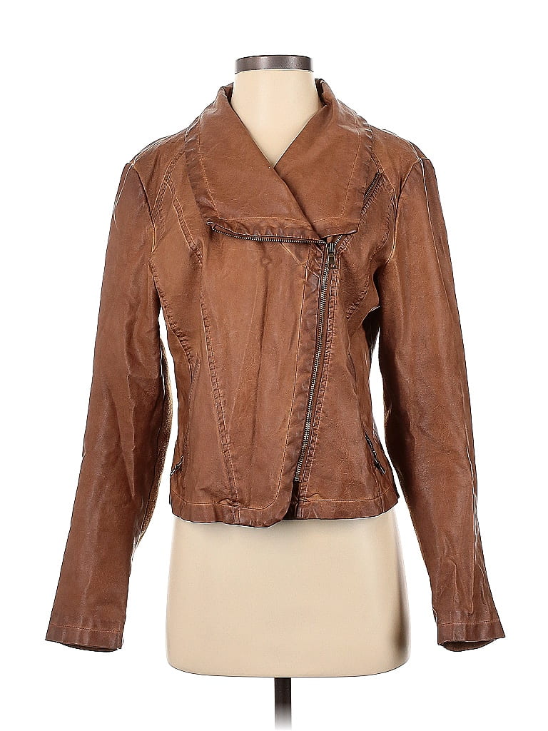 BAGATELLE Womens Faux Leather Zippered Lined Jacket