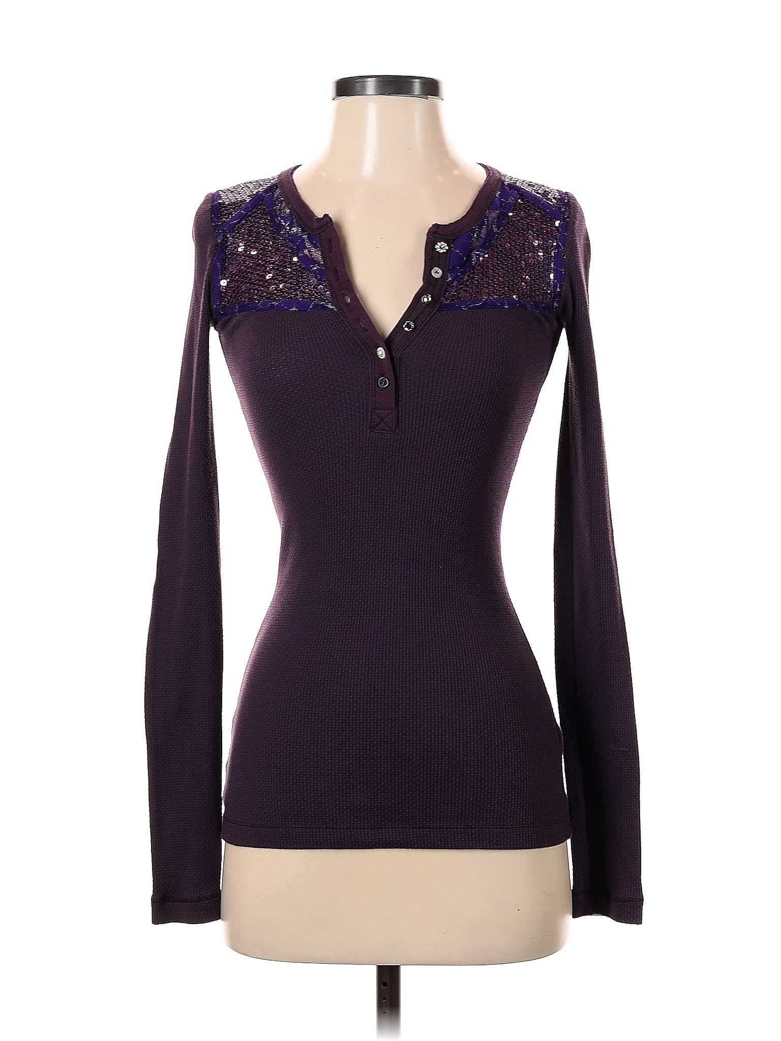 Free People Solid Purple Long Sleeve Top Size Xs 67 Off Thredup