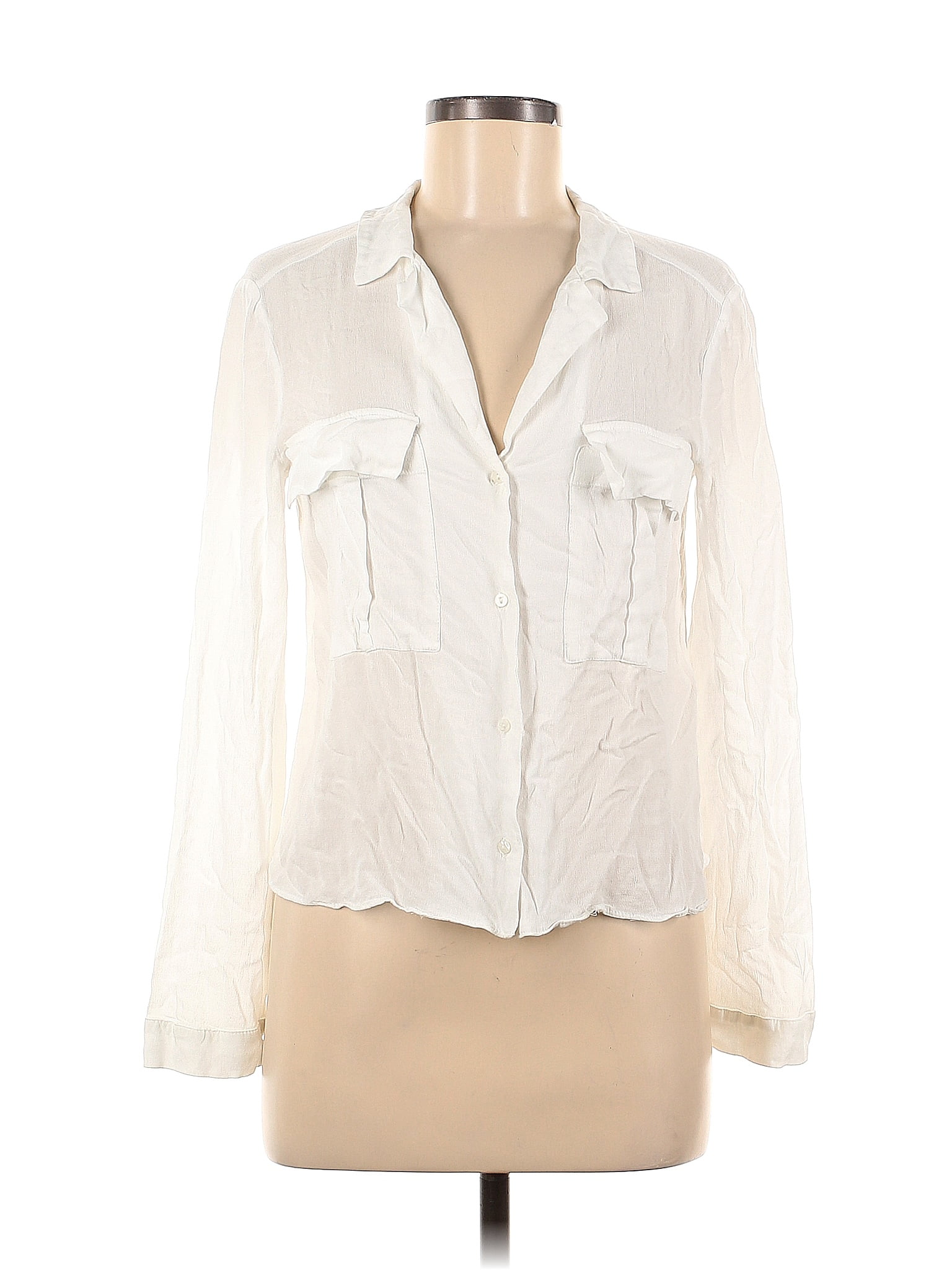 Zara White Ivory Long Sleeve Button-Down Shirt Size M - 50% off | thredUP