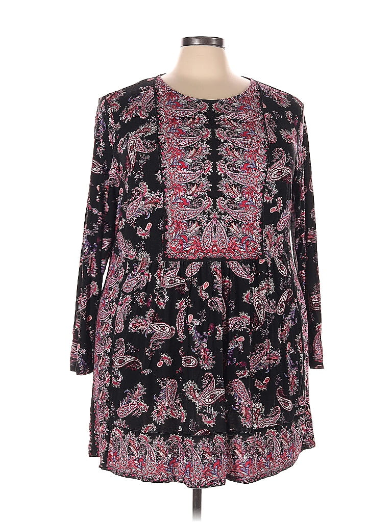 J.Jill Paisley Multi Color Black Casual Dress Size 3X (Plus) 64 off