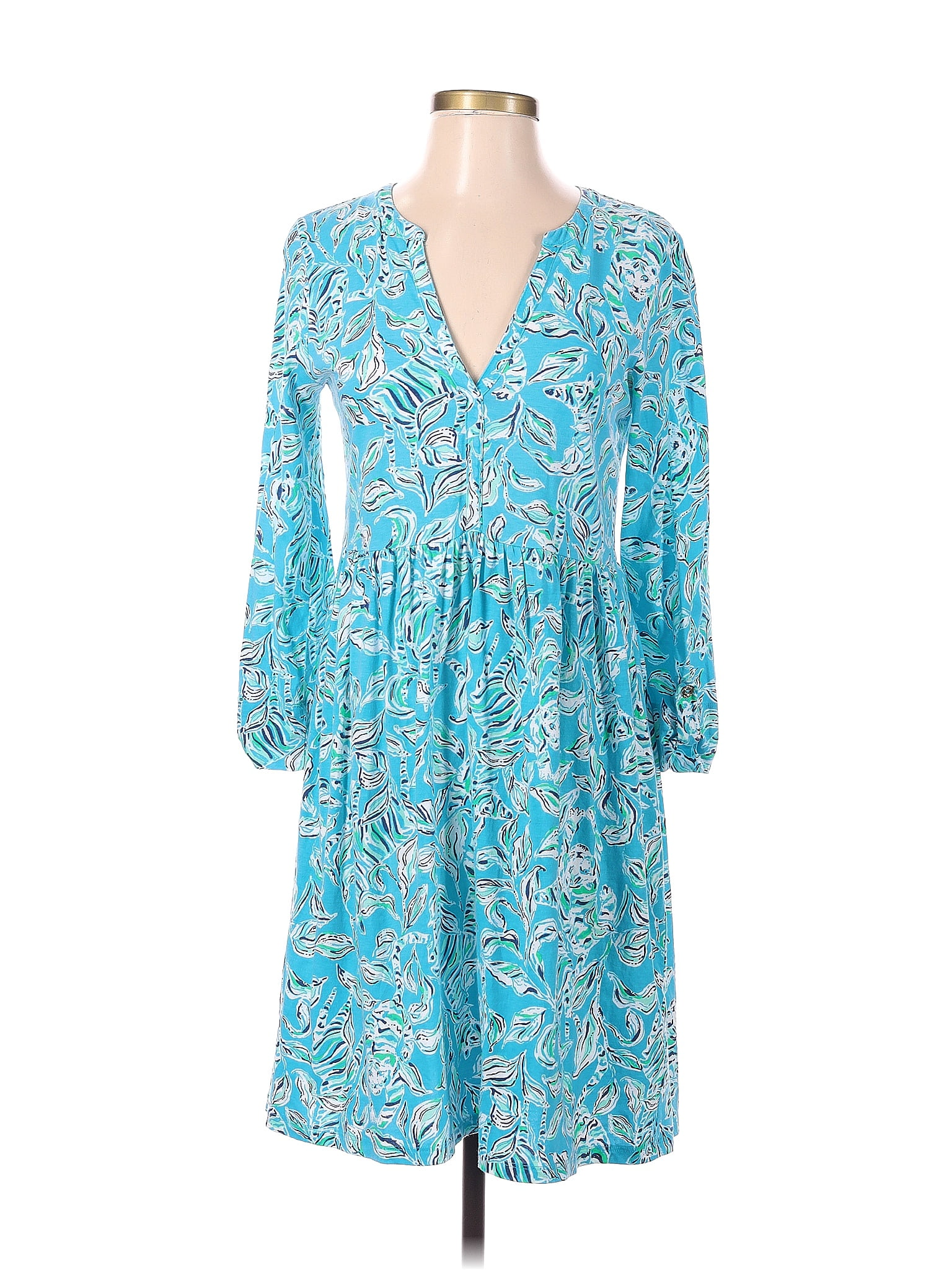 Lilly Pulitzer 100 Cotton Blue Casual Dress Size S 68 Off Thredup