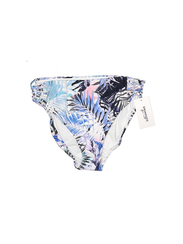 Swimsuits for all Tropical Floral Motif Acid Wash Print Floral Batik Graphic Blue Swimsuit Bottoms Size 12 - photo 1