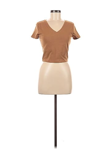 Wild Fable Solid Brown Short Sleeve T-Shirt Size M - 31% off