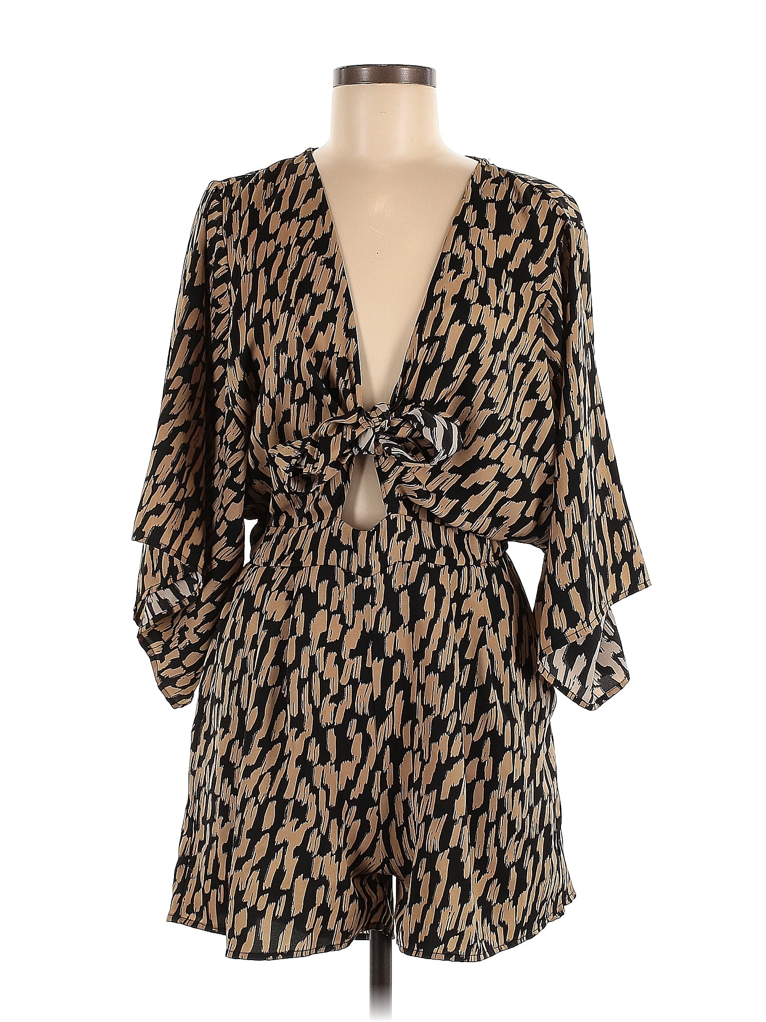 Flawless 100 Polyester Multi Color Brown Romper Size M 75 off ThredUp