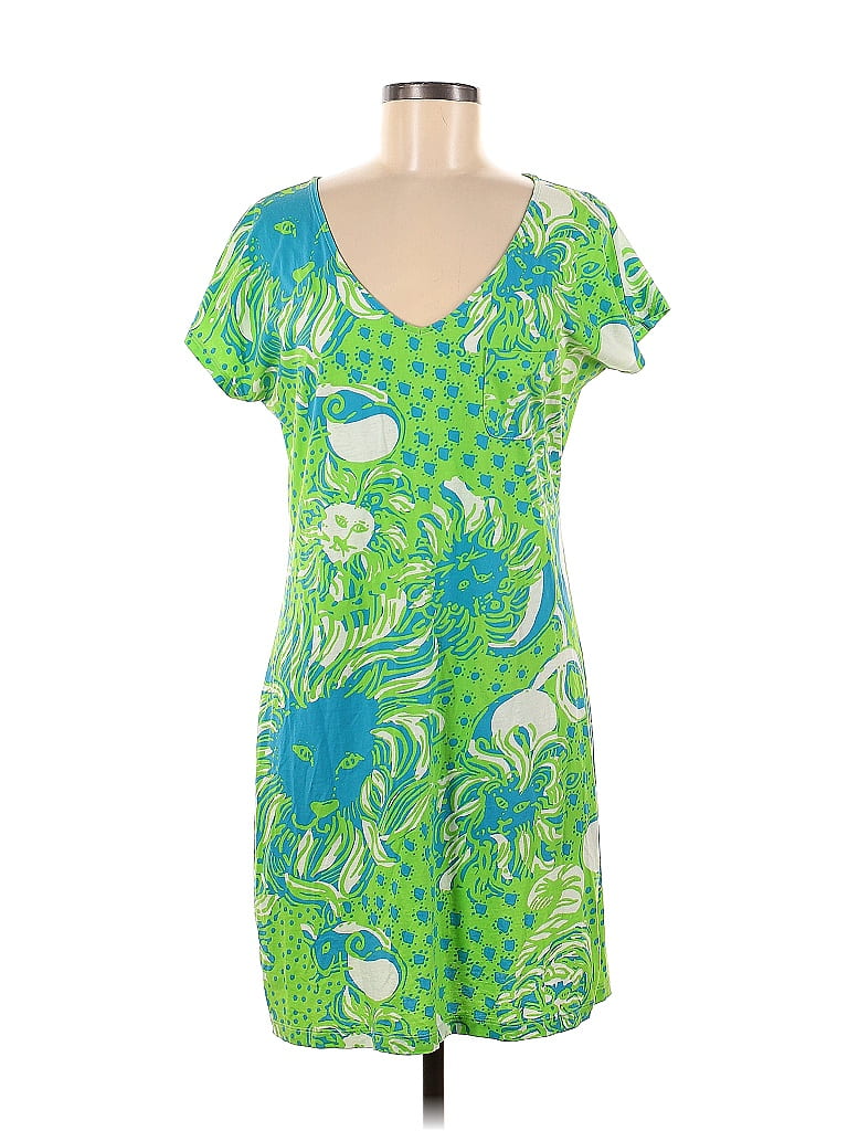 Lilly Pulitzer 100 Cotton Multi Color Green Casual Dress Size M 66