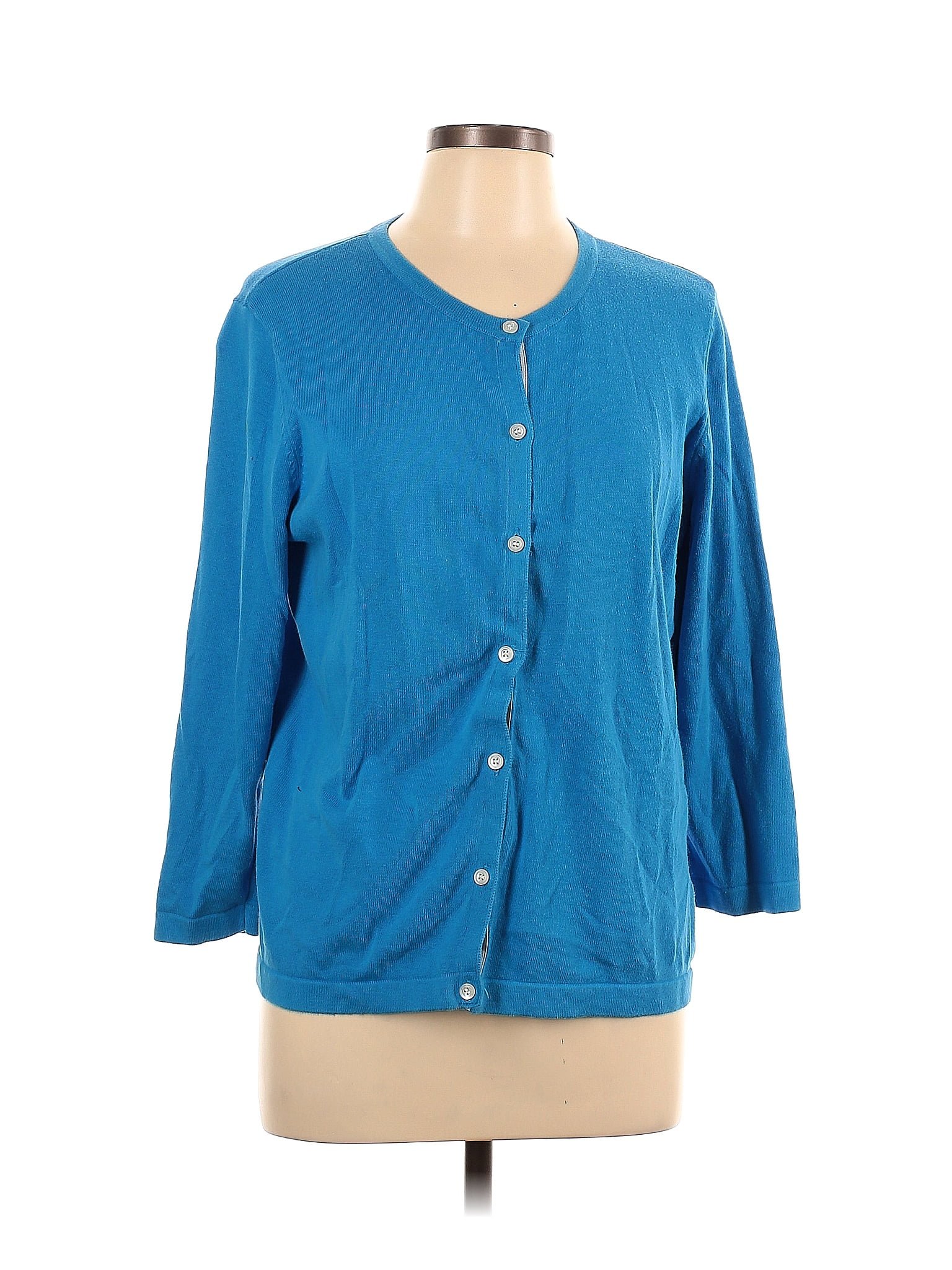 Evan Picone Color Block Solid Blue Cardigan Size L 78 Off Thredup