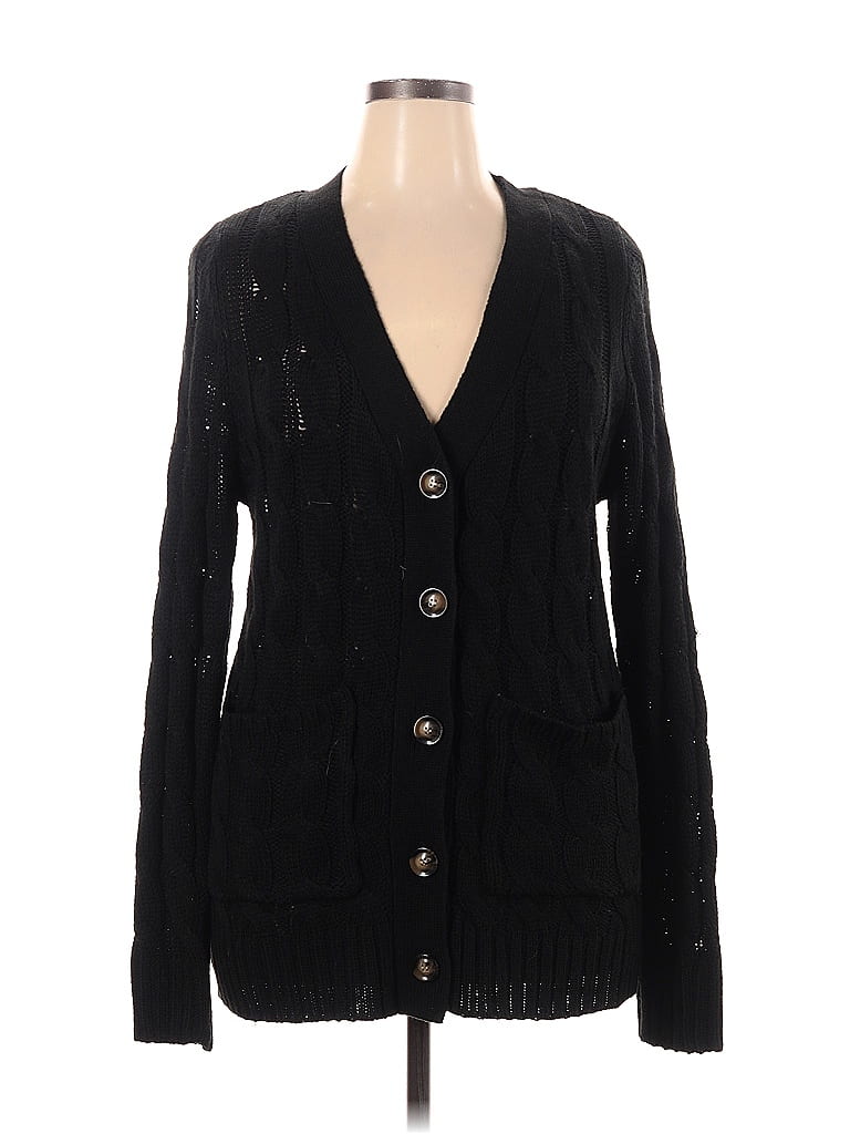 Zenana Premium 100% Acrylic Color Block Solid Black Cardigan Size 1X ...