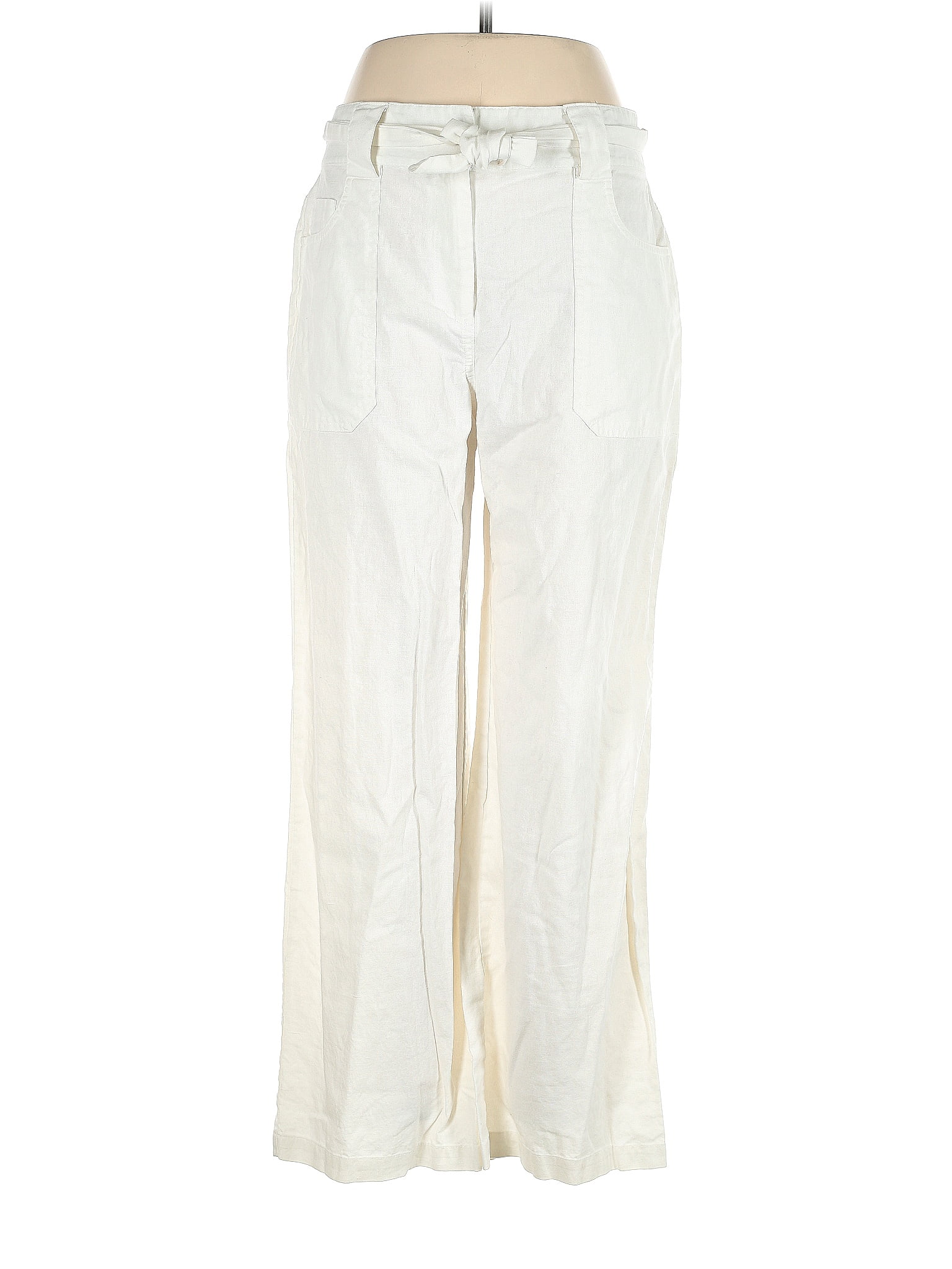 Basic Editions Solid White Ivory Casual Pants Size 10 - 44% off | ThredUp