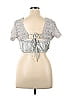 Intimately by Free People 100% Cotton Silver Short Sleeve Top Size XL - photo 2
