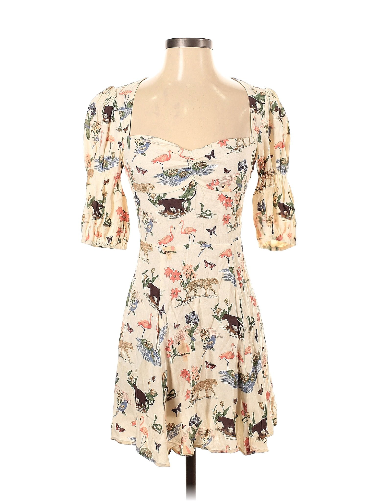 Reformation Floral Ivory Casual Dress Size 4 60 Off Thredup