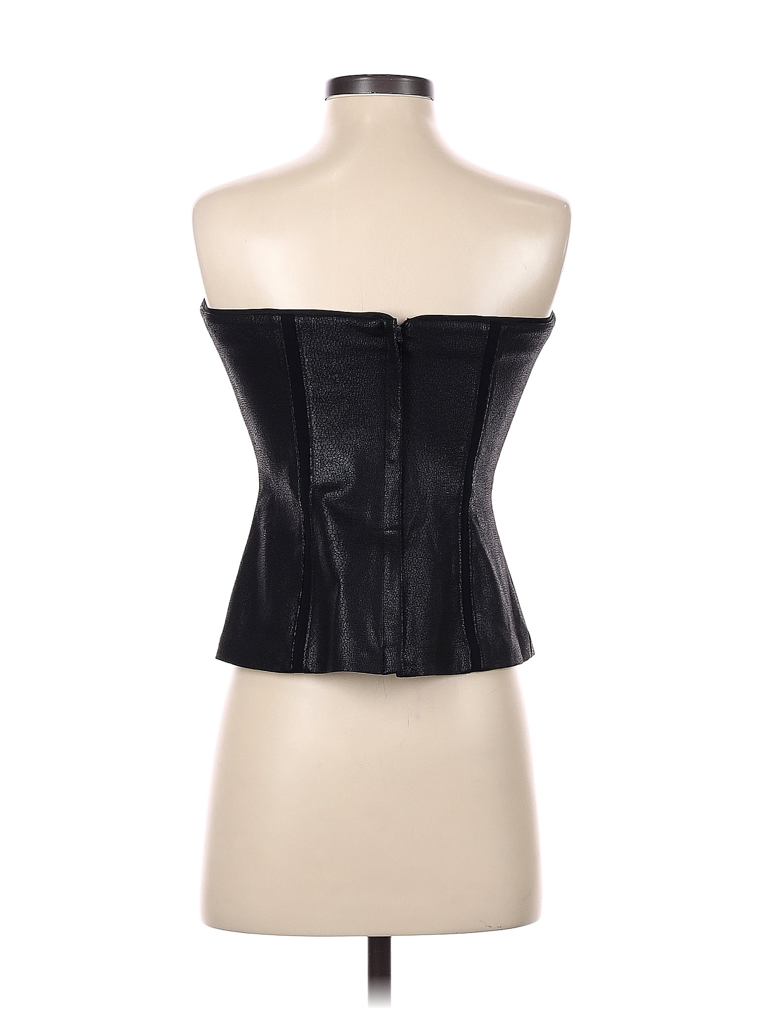 Black strapless satin corset top