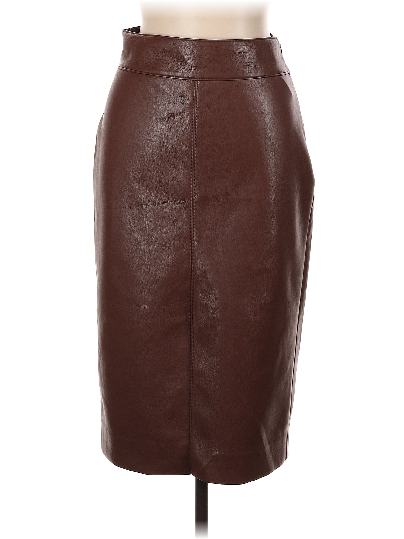 Babaton 100 Polyurethane Solid Brown Faux Leather Skirt Size 8 66 Off Thredup 6753