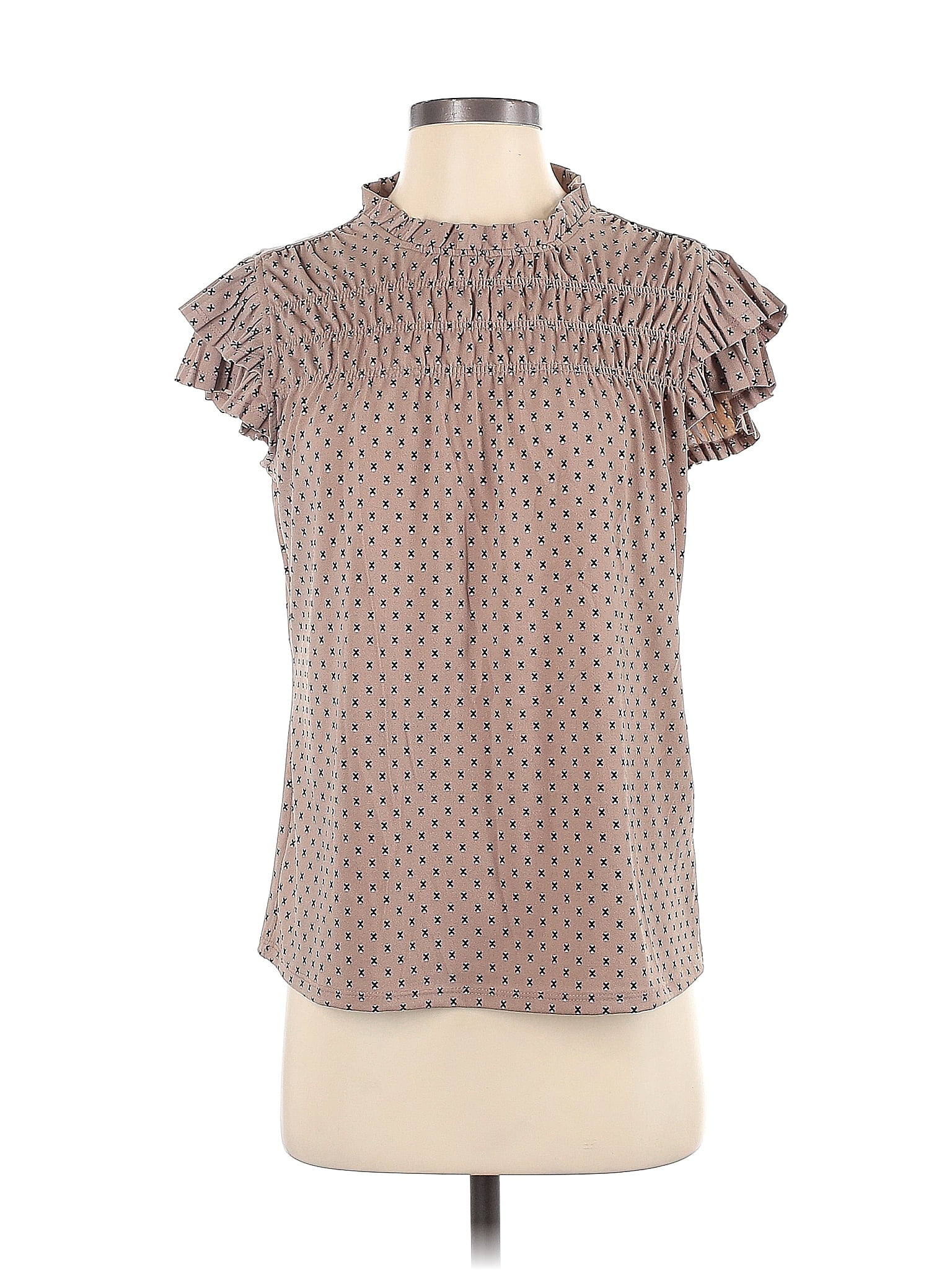 Adrianna Papell Polka Dots Tan Brown Active T-Shirt Size S - 76% off ...