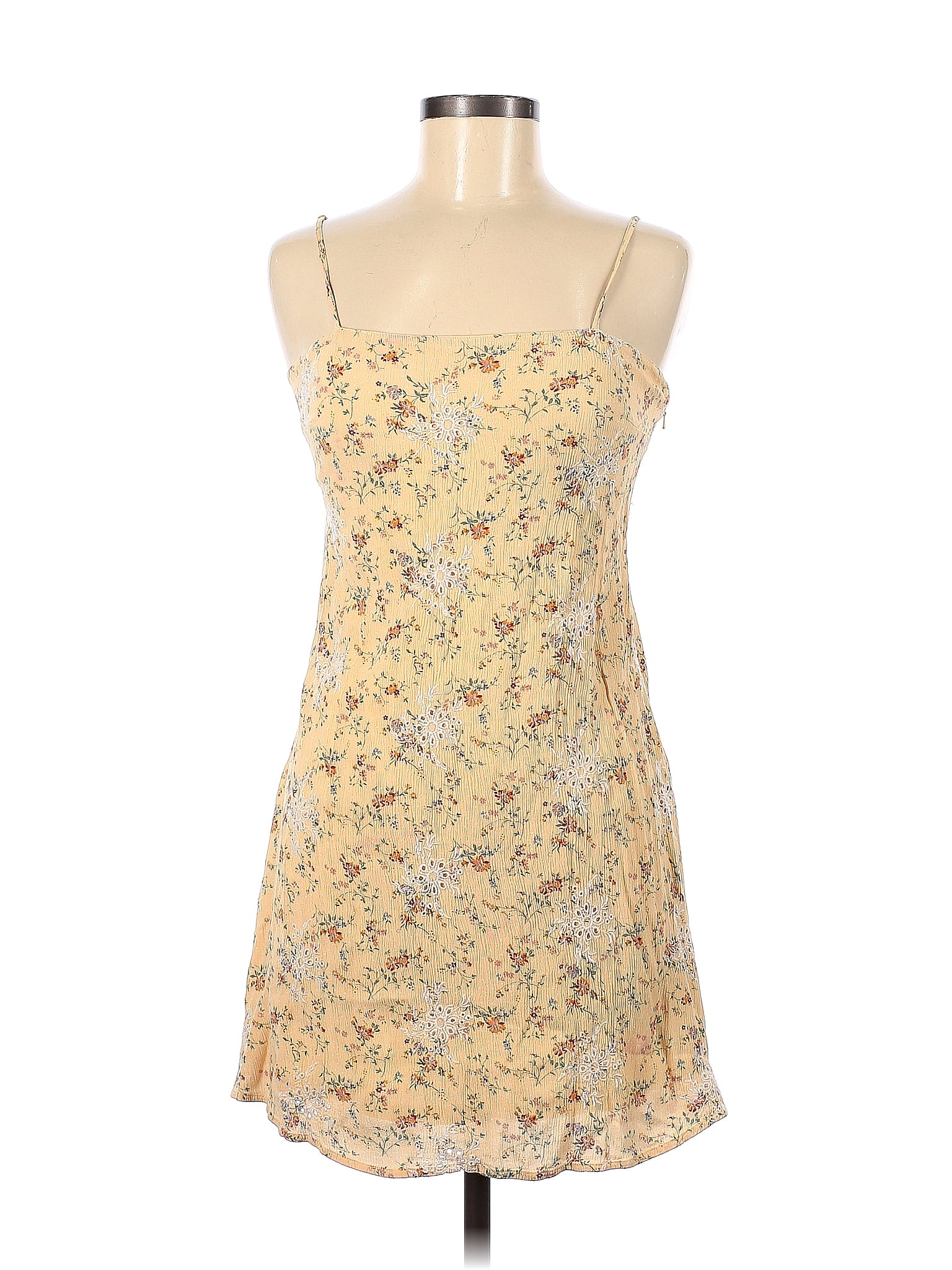 American Eagle Outfitters 100 Viscose Floral Yellow Casual Dress Size