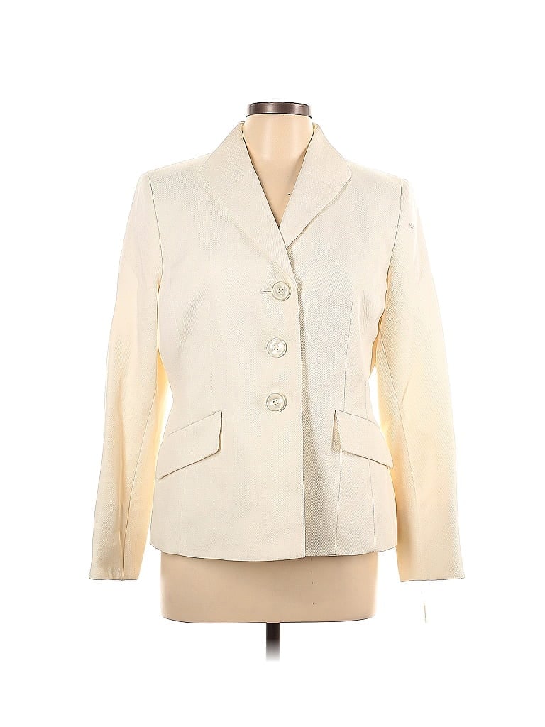 Evan Picone 100 Polyester Solid Ivory Blazer Size 12 81 Off Thredup