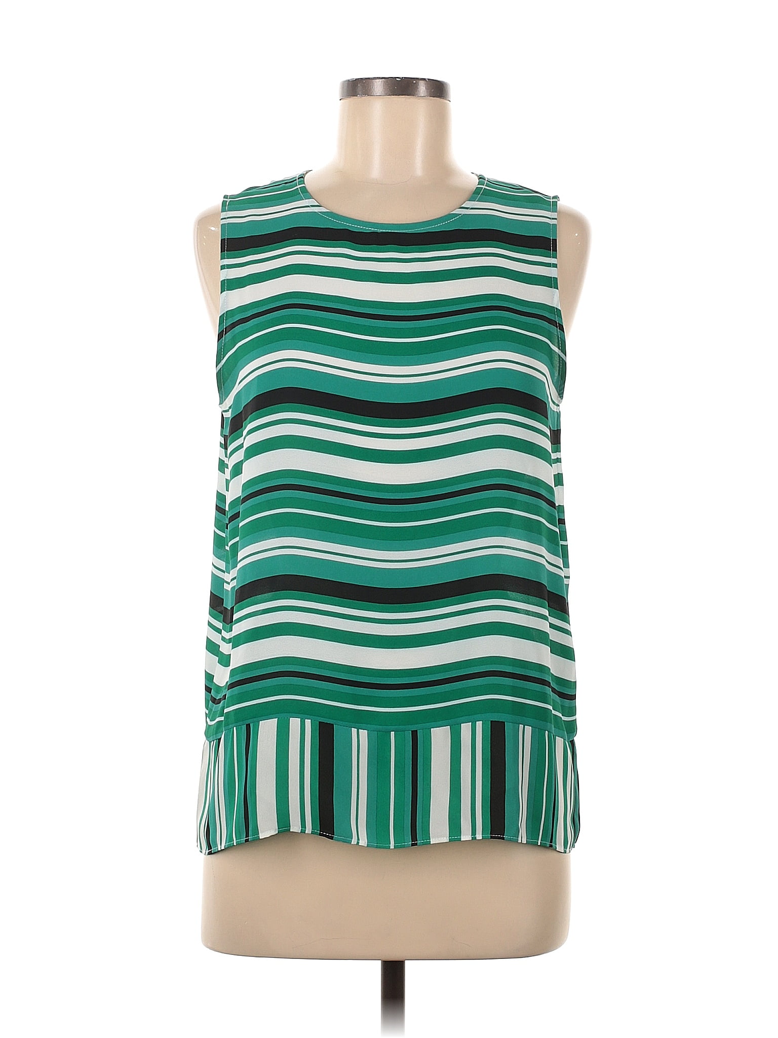 Violet And Claire 100 Polyester Stripes Multi Color Green Sleeveless