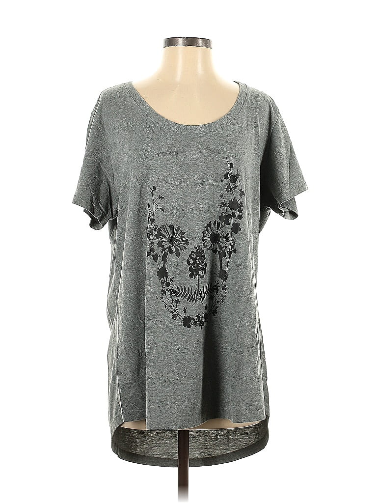 Instant Message Floral Motif Floral Gray Short Sleeve T-Shirt Size 1 (Plus) - photo 1
