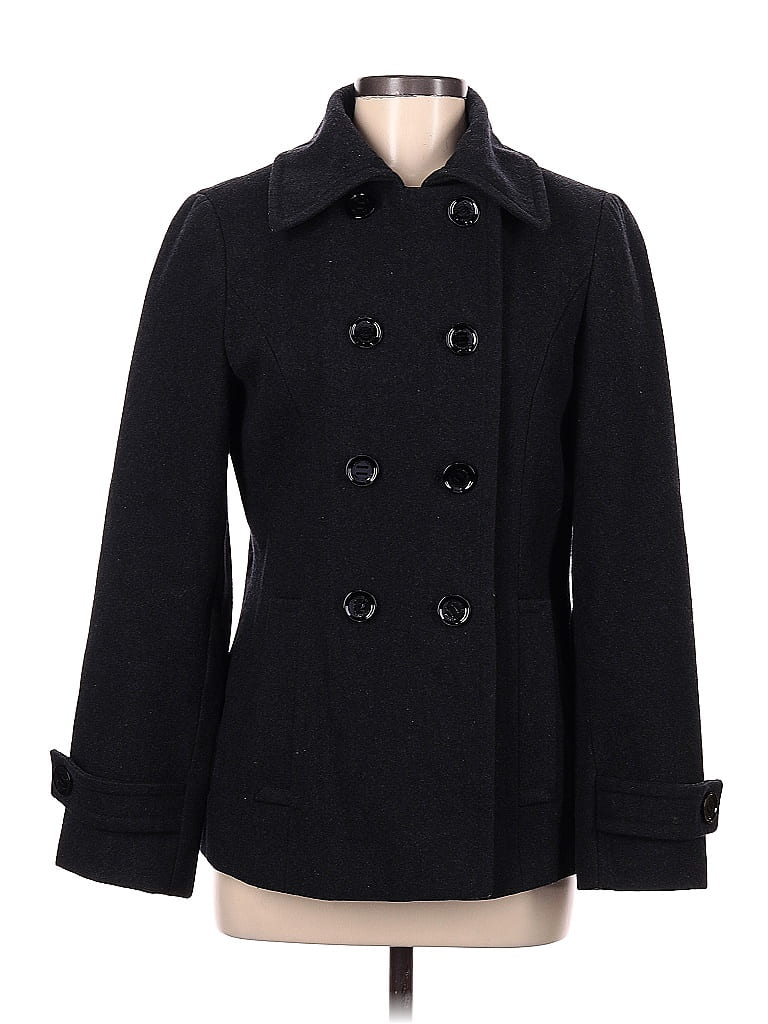 Calvin Klein Solid Black Wool Coat Size 6 - 68% off | thredUP