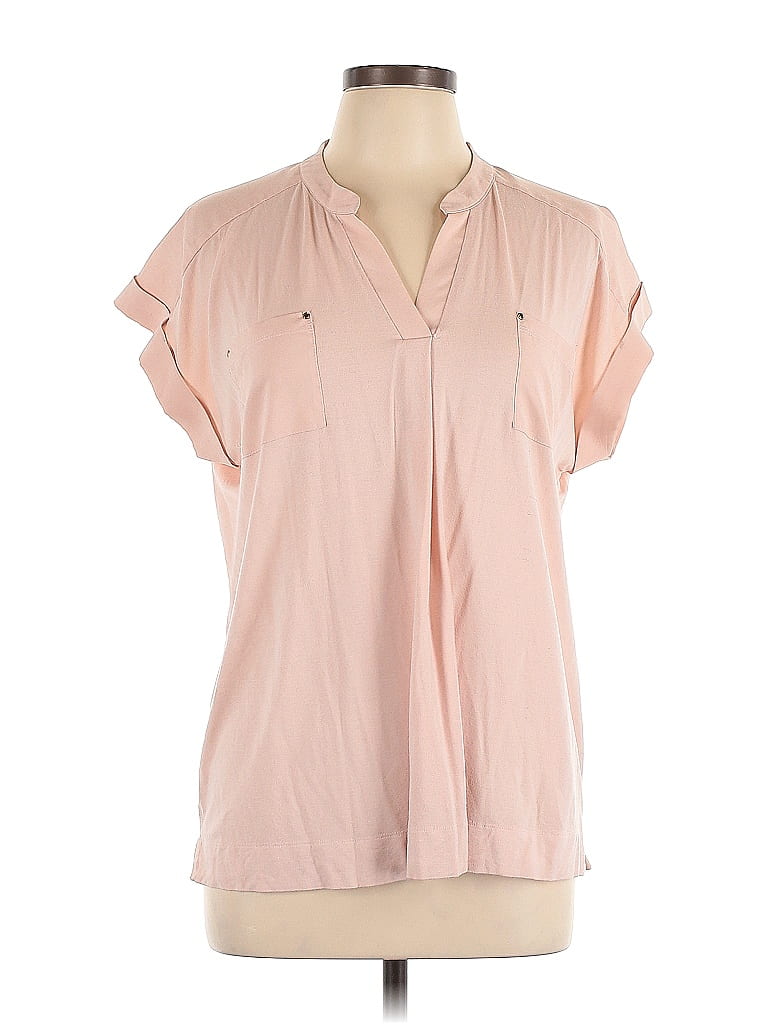 Calvin Klein Women's Sheer Bell-Sleeve Blouse Pink Size X-Large