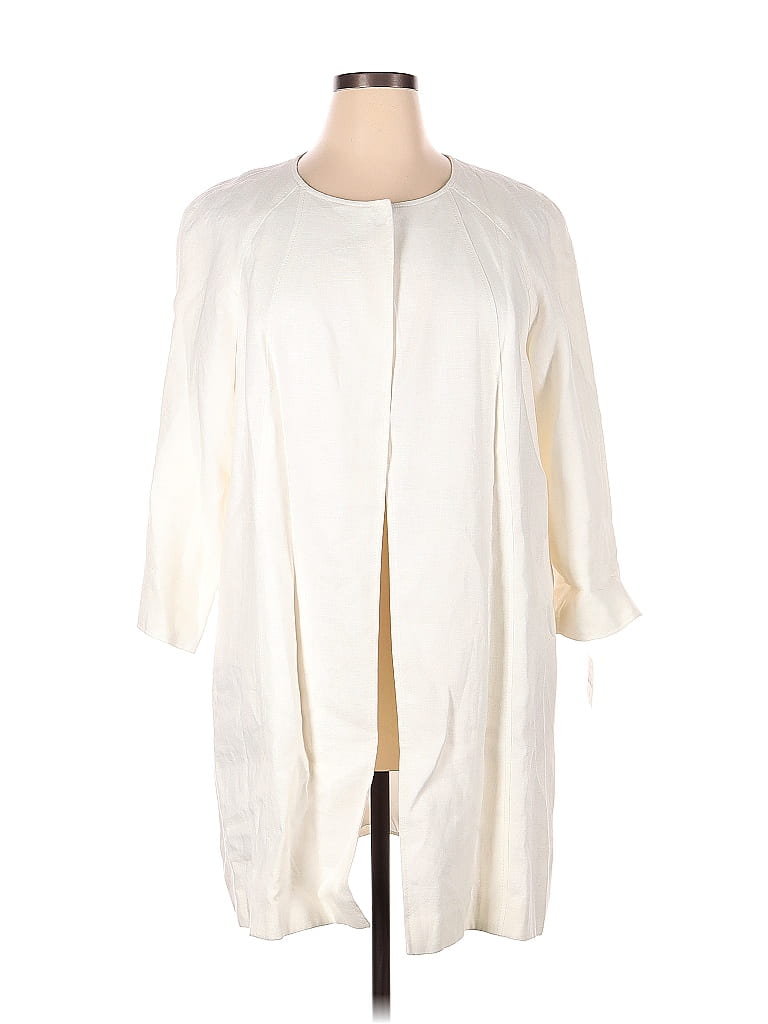Talbots 100% Linen Solid White Ivory Jacket Size XL - 74% off | ThredUp