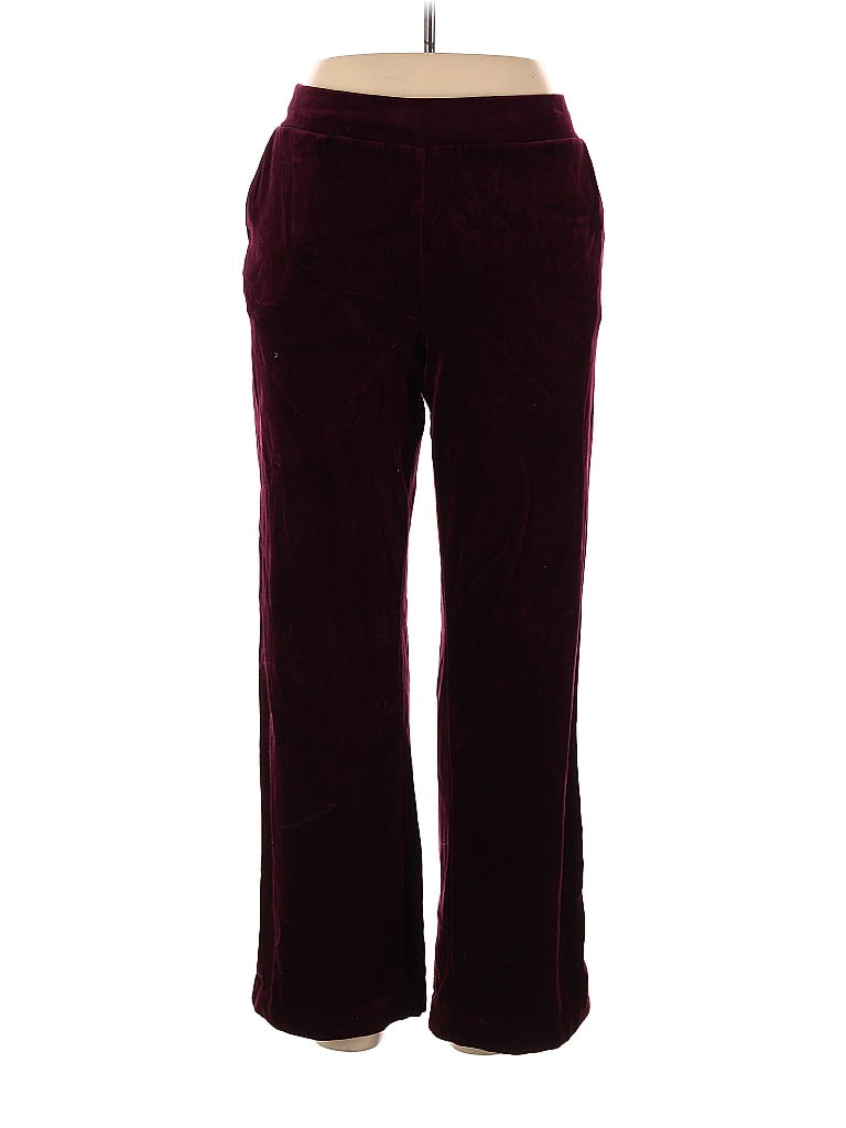 Lauren by Ralph Lauren 100% Polyester Maroon Burgundy Velour Pants Size ...