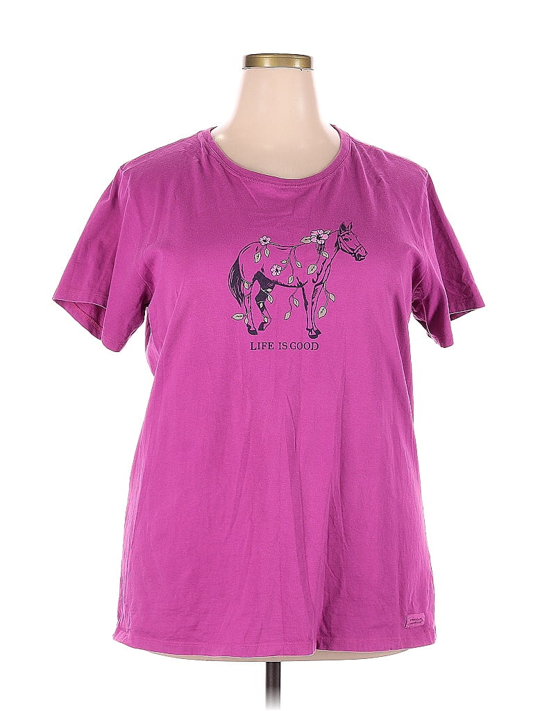 T-shirt Femme Life Is Good 100% Coton Rouge Chili - Neuf Avec étiquette, Manches Courtes