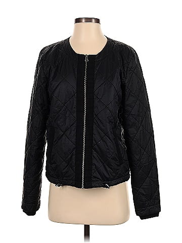 Ann Taylor LOFT 100 Nylon Solid Black Faux Leather Jacket Size S