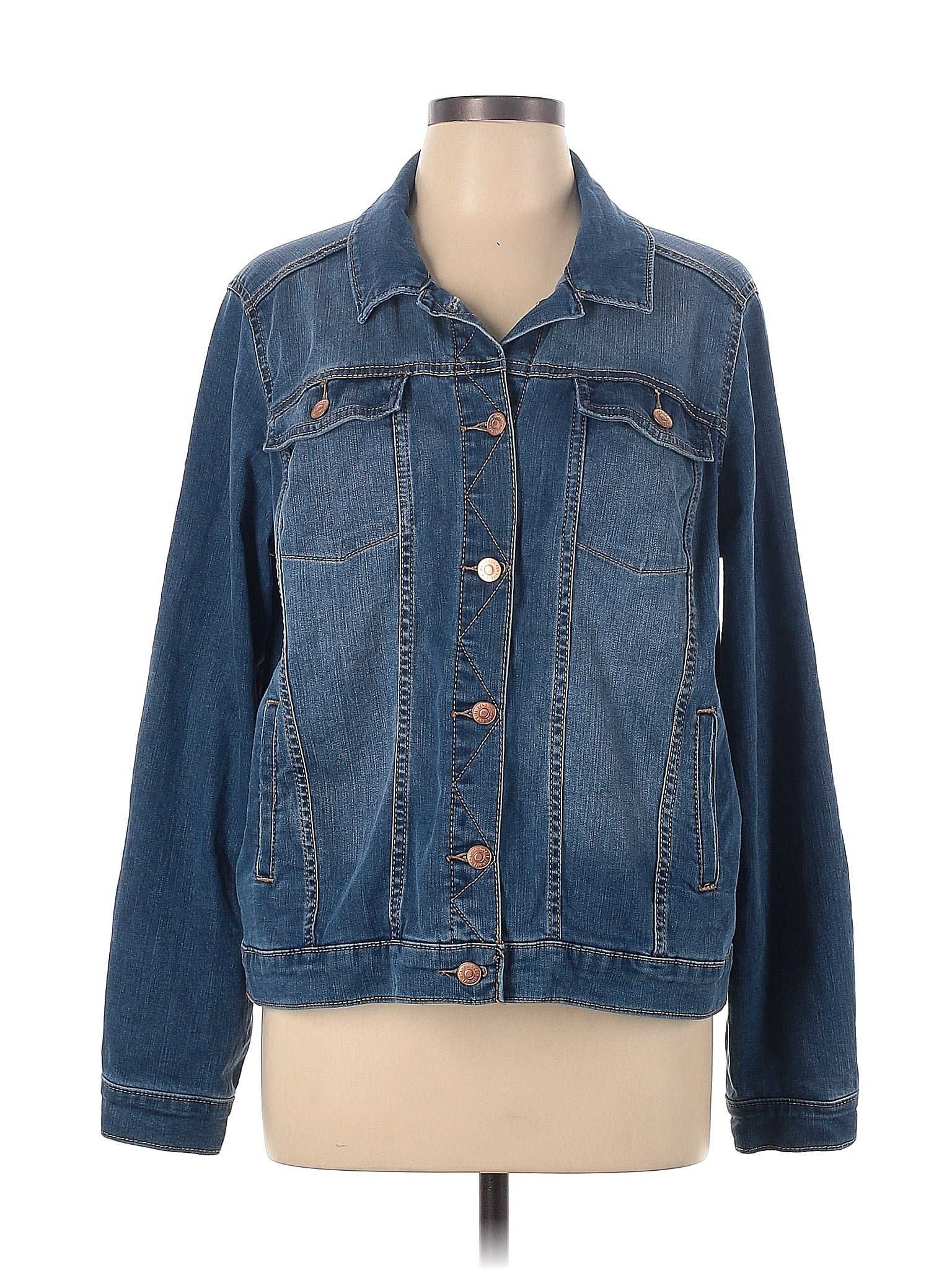 Sonoma Goods For Life Solid Blue Denim Jacket Size L 59 Off Thredup