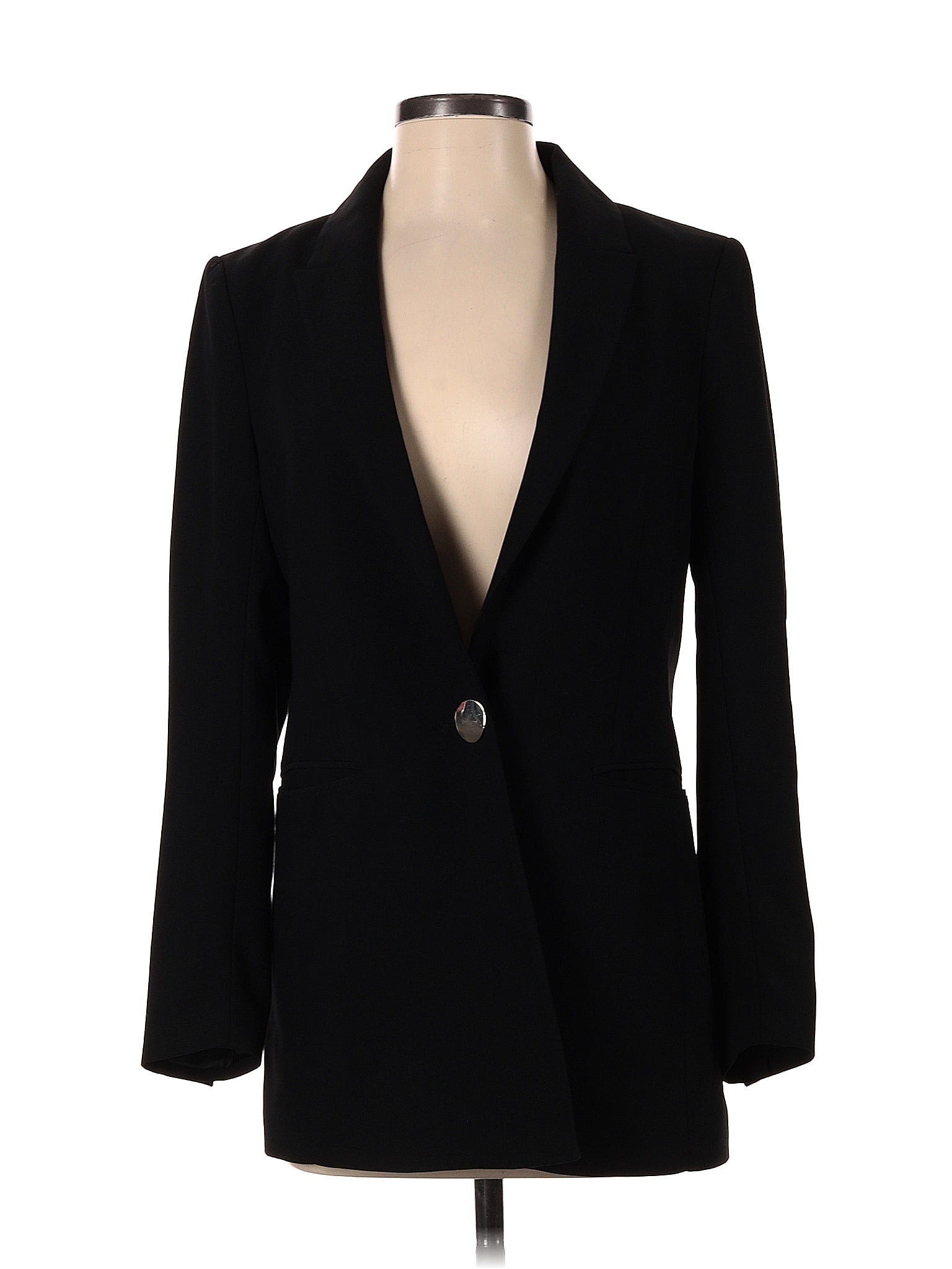 Handm 100 Polyester Solid Black Blazer Size 4 54 Off Thredup