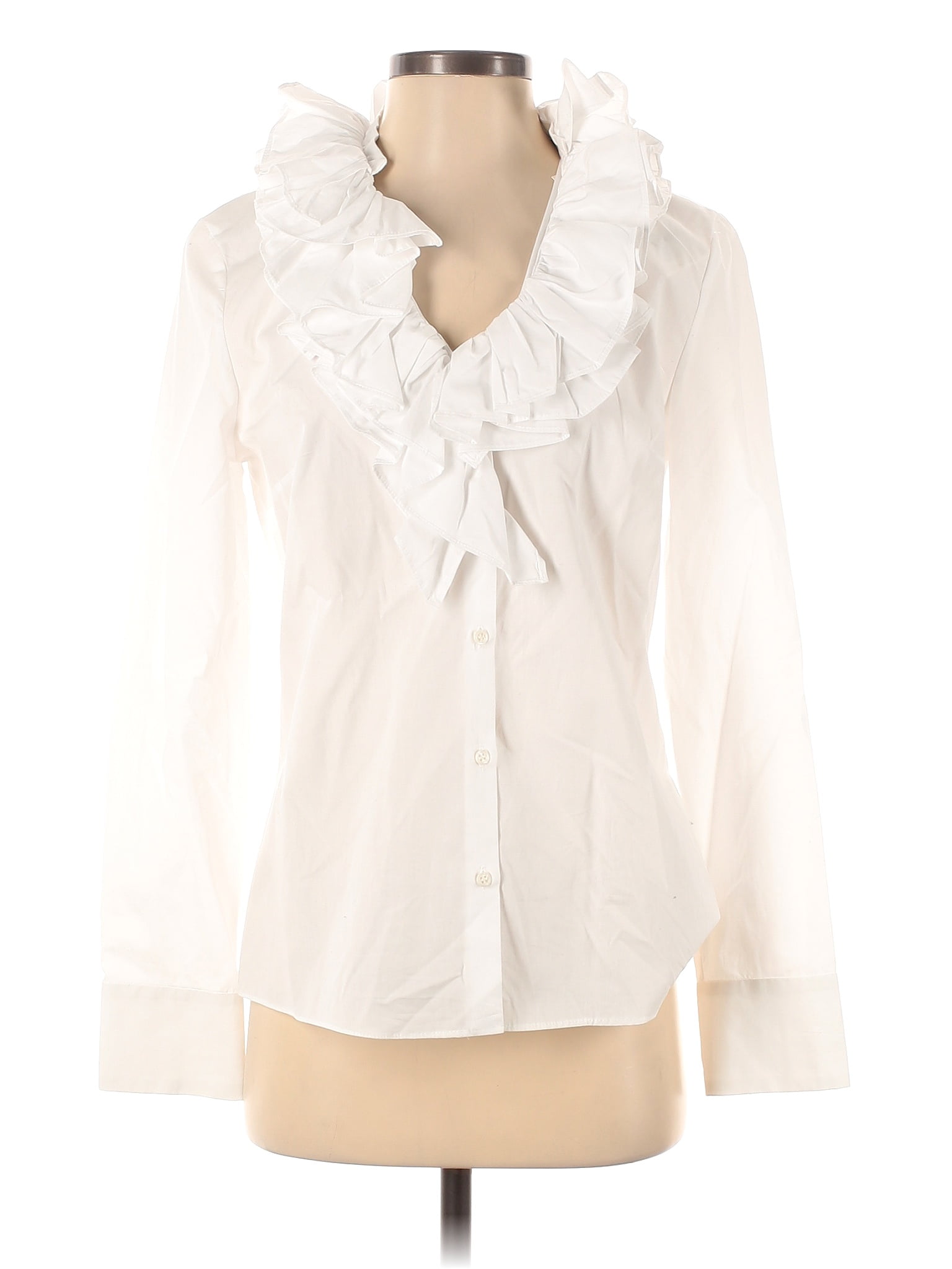 Zara 100 Cotton Solid White Ivory Long Sleeve Blouse Size S 41 Off